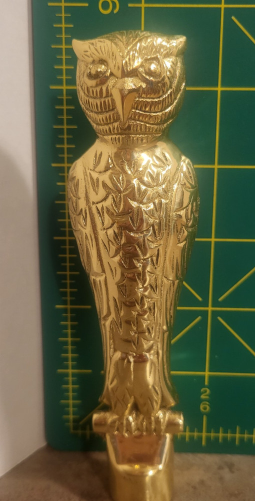 Vintage Cast Brass Owl Fireplace Tool Replacement Handle/M3