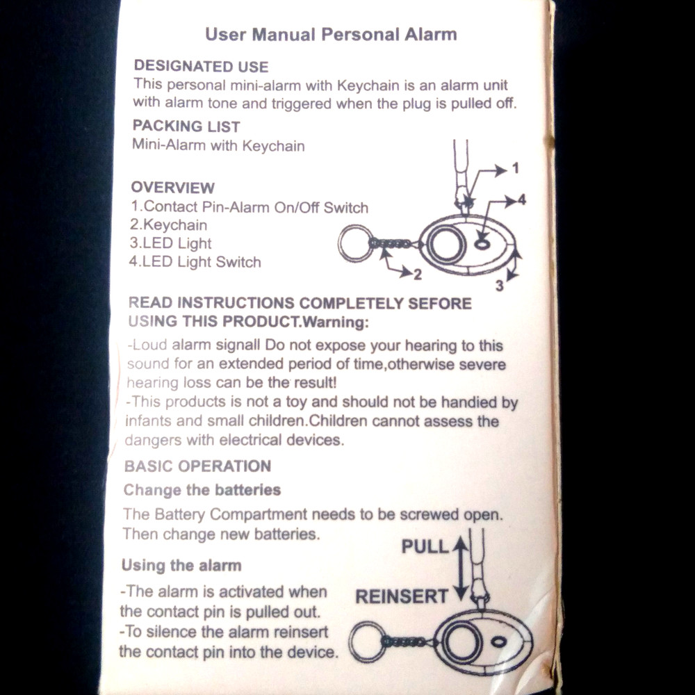 PERSONAL ALARM KEYCHAIN | 130dB | WITH FLASHLIGHT | PURPLE