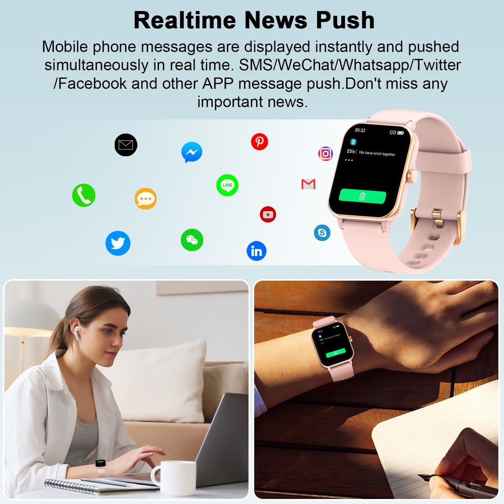 Smartwatch for Men/Women Bluetooth Compatible with iPhone Samsung Android