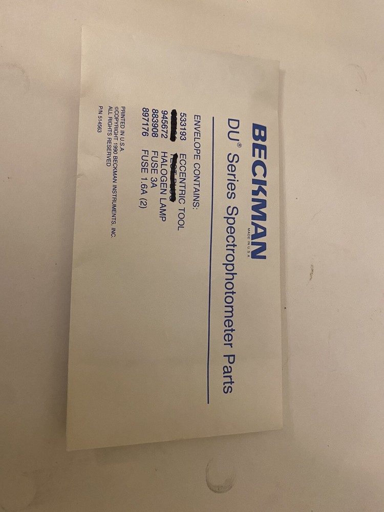 Beckman DU Series Spectrophotometer Parts