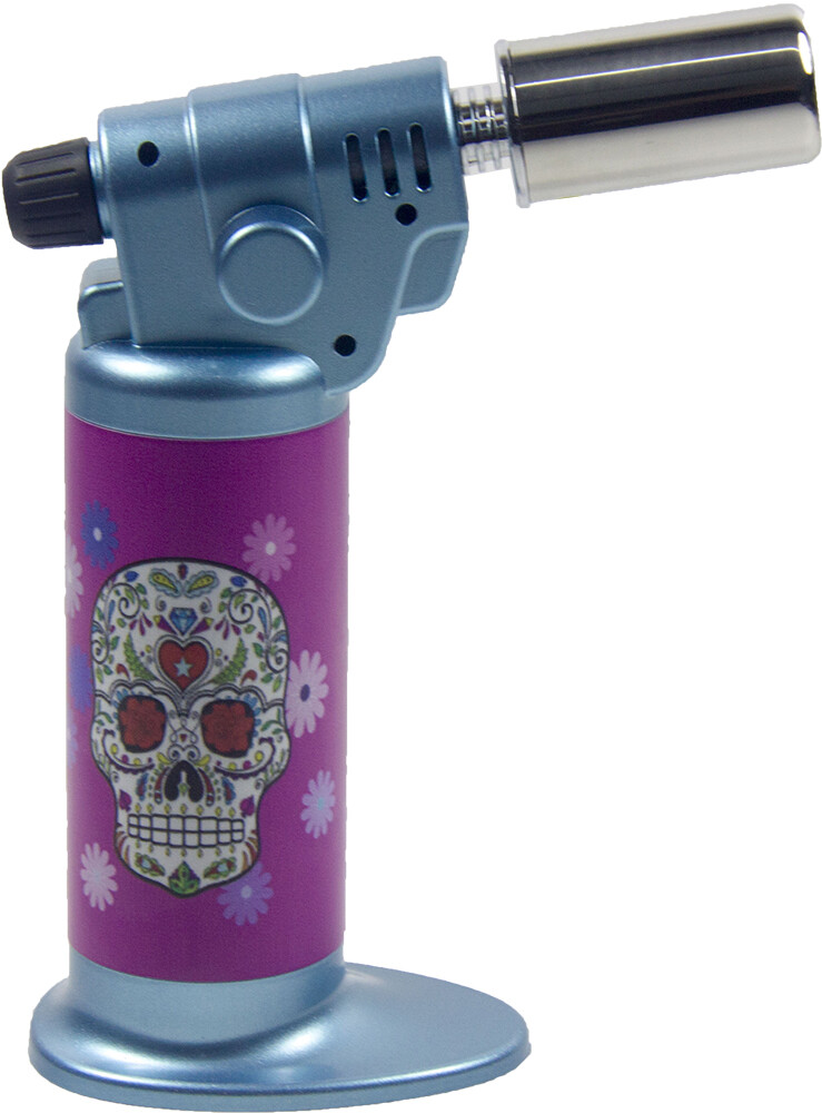 Ever Tech Double Table Torch Lighter Adjustable Flame Refillable Candy Skull BL