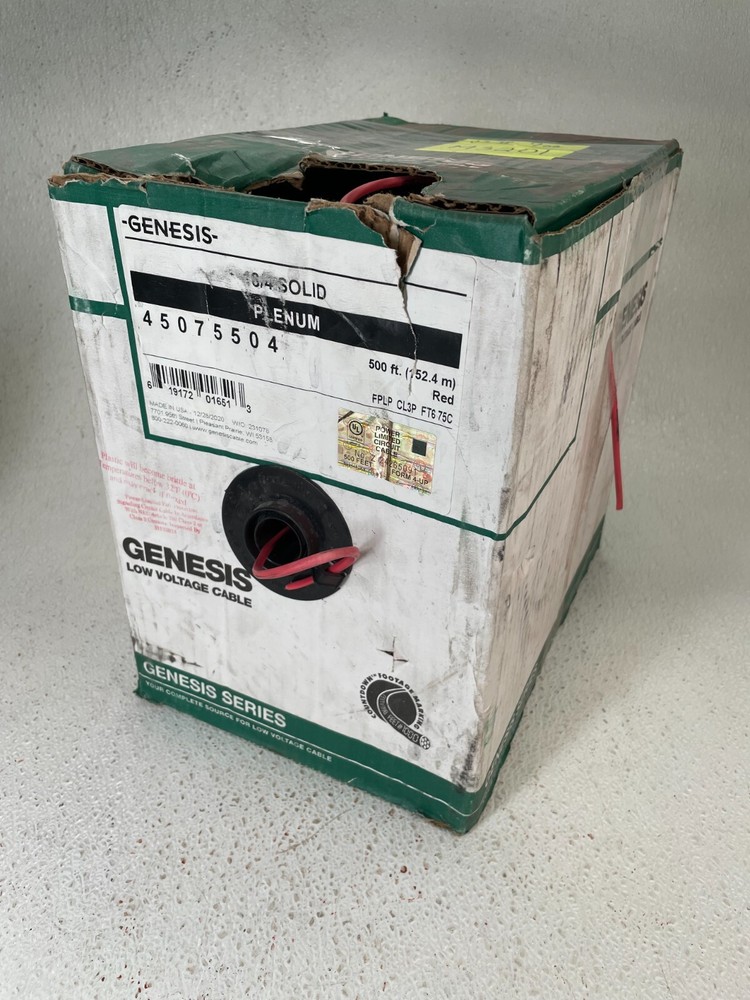 (458 Feet) Honeywell GENESIS 45075504 18/4 AWG Solid Plenum Wire, Red