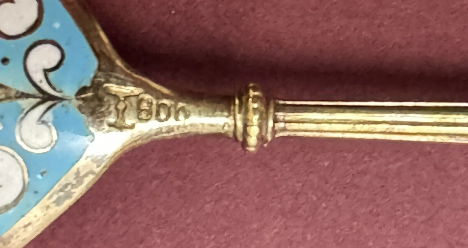 Set 12 German 800 Silver Gilt and ENAMEL Spoons