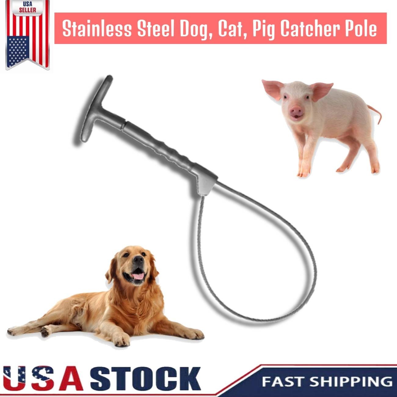Steel Animal Catch Pole Hog Holder Veterinary Inst German Dog, Cat, Pig Catcher