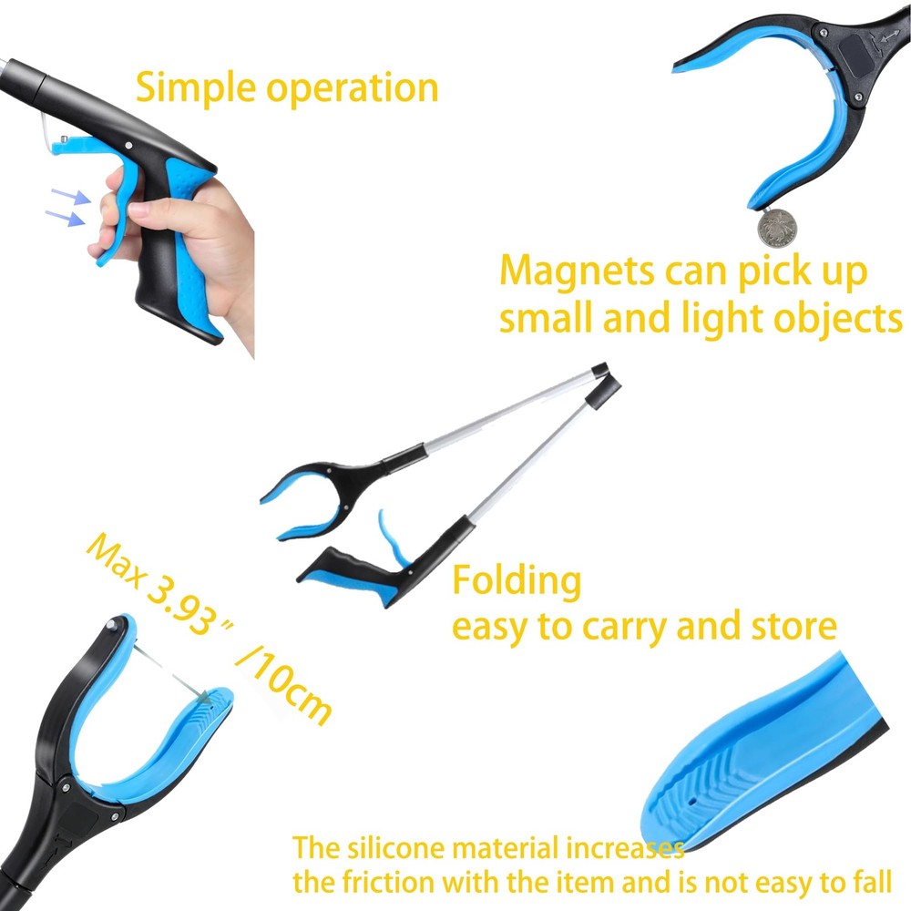34" Grabber Tool - 2 Pack 34 Inch Long Foldable Grabbers for Elderly Grab It ...