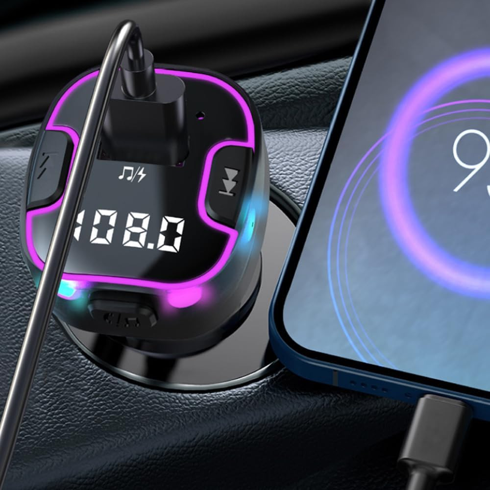 Bluetooth 5.3 Car Adapter, PD &QC3.0 Fast Charging FM Radio Transmitter for Car,