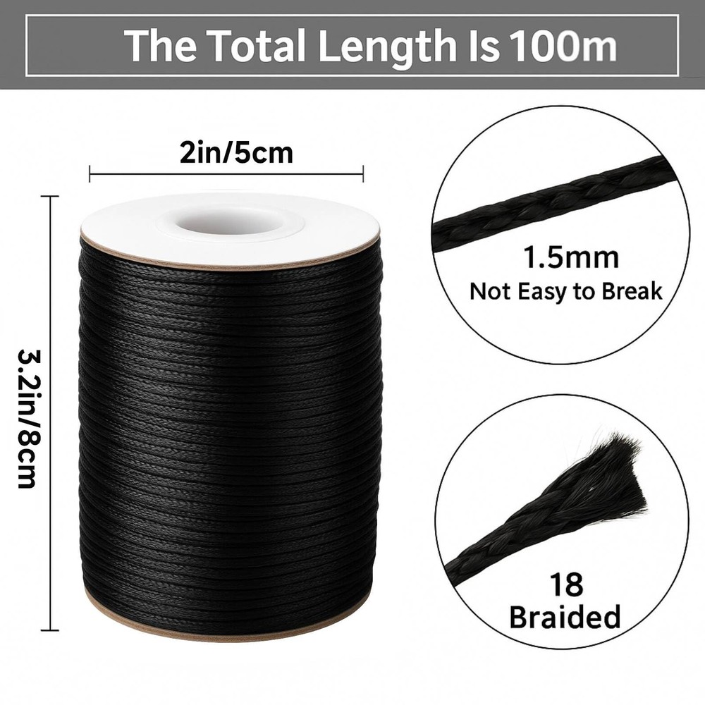 1.5MM Black Nylon String - 110Yards Wind Chime String Weather Resistant Nylon...
