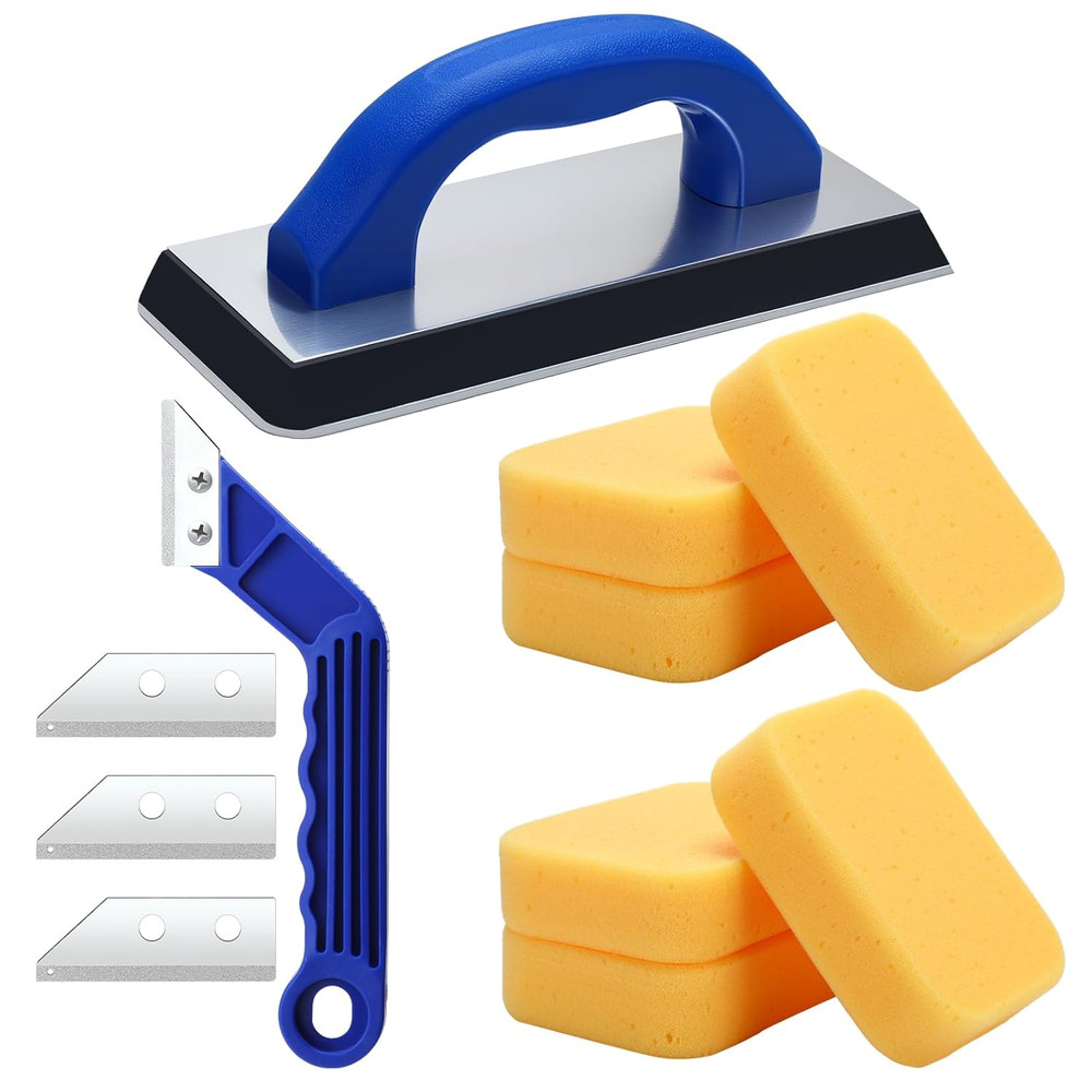 11 Pcs Grout Float Sets Include 9.5 X 4 Inch Molded Rubber Grout Float, 6 Sponge