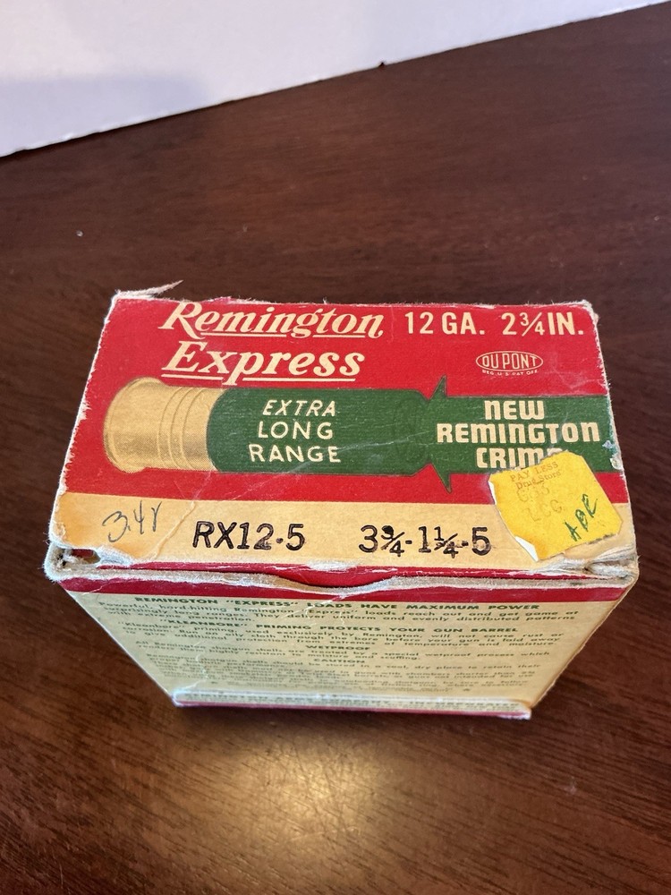 Vintage Remington Express Extra Long Range 12 GA Empty Shotgun Shell Box