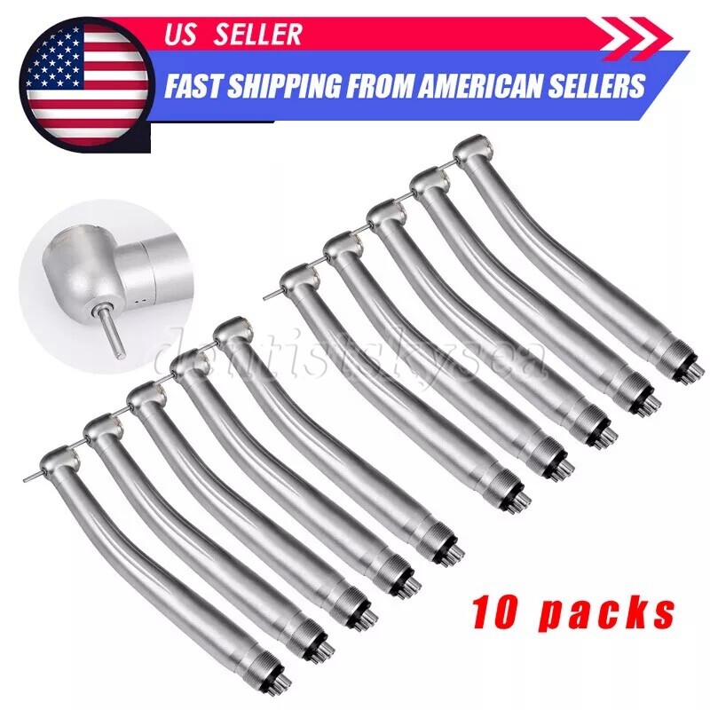 10PCS Dental High Fast Speed Handpiece Standard Head Push Button 4HOLE