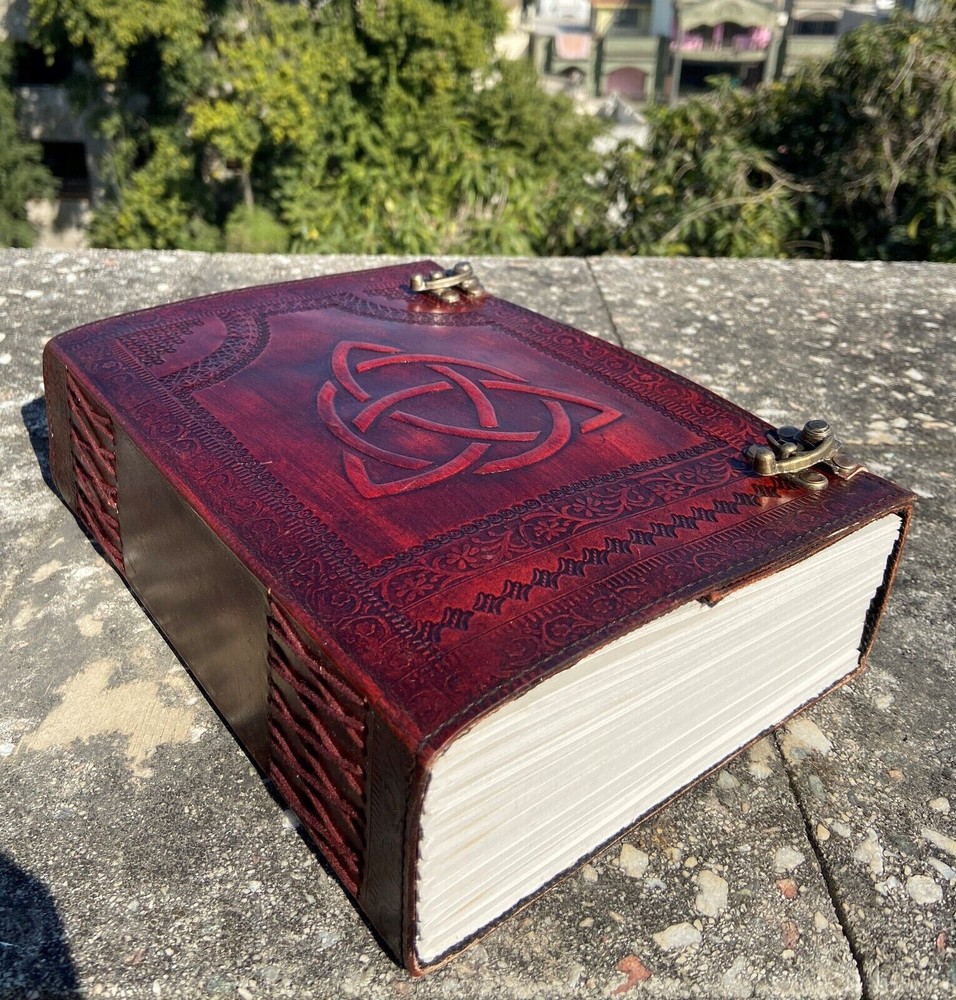Extra Large 600 Page Brown Embossed Celtic Leather Unlined Diary Leather Journal