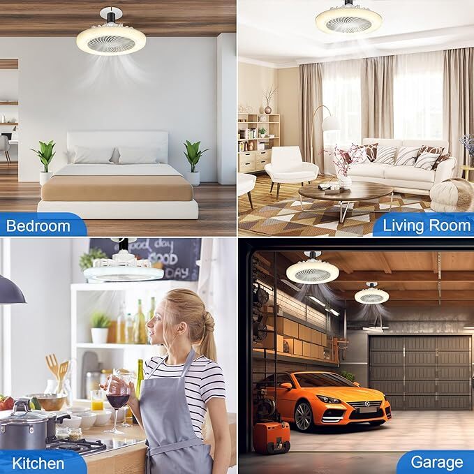E27 Socket Light With Remote, Ceiling Fan Adjustable Smart LED Fan 3 Windshields