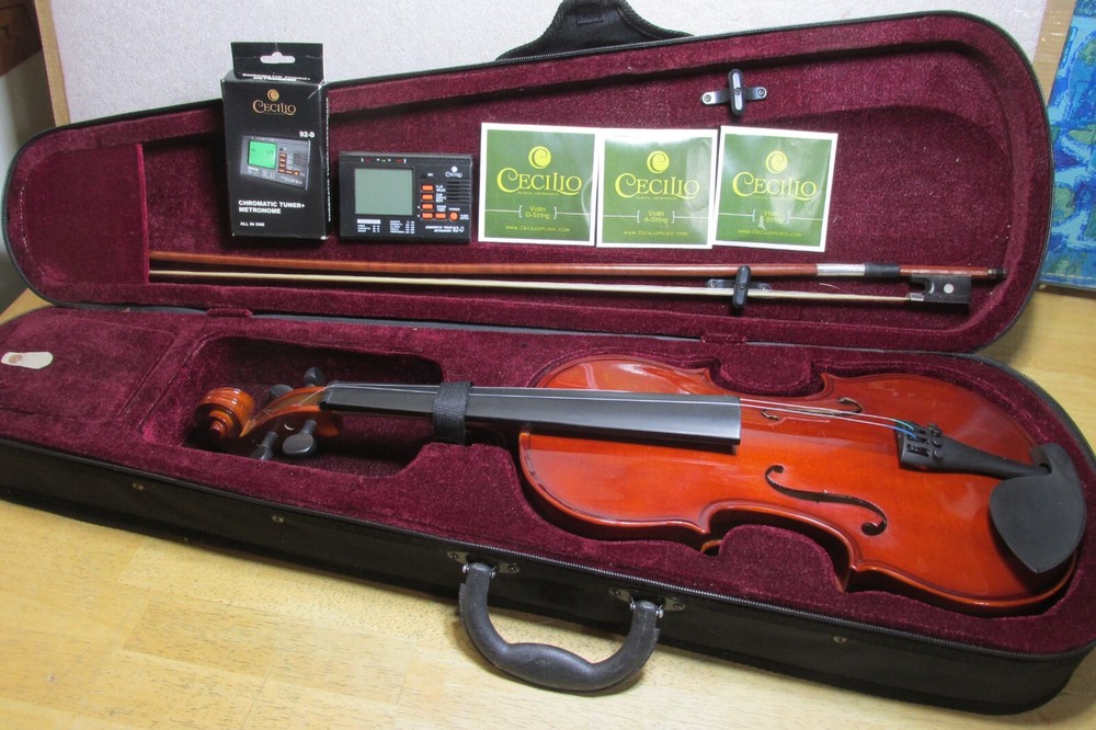 MENDINI by CECILIO VIOLIN w/ BOW, CASE, TUNER & NEW STRINGS