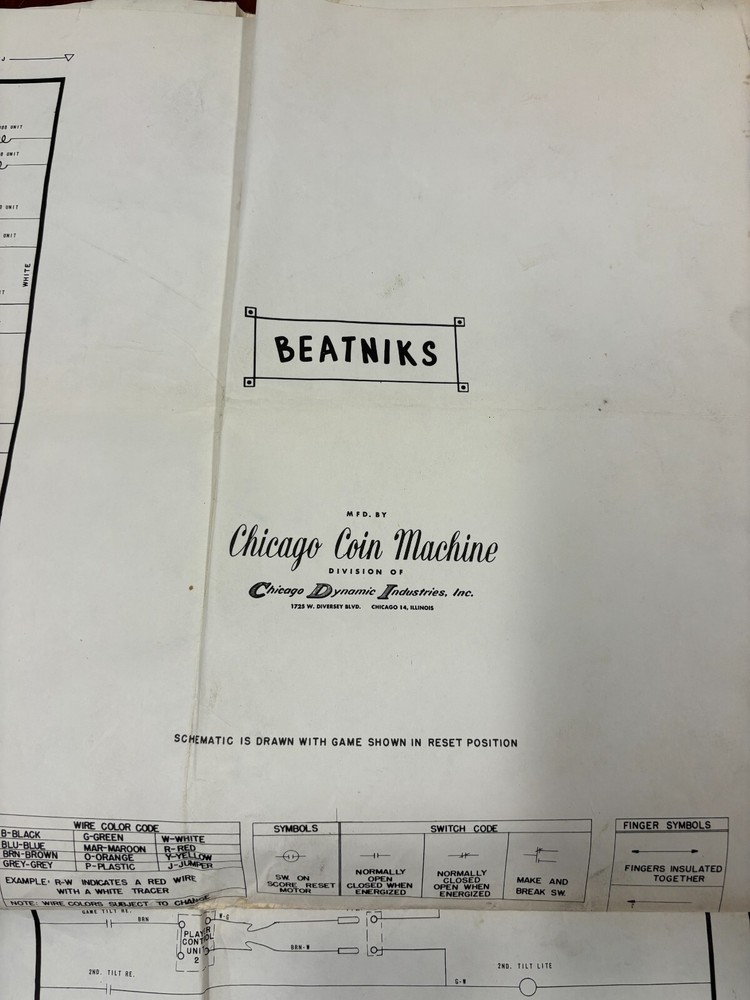 ORIGINAL-CHICAGO COIN-BEATNIKS-SCHEMATICS