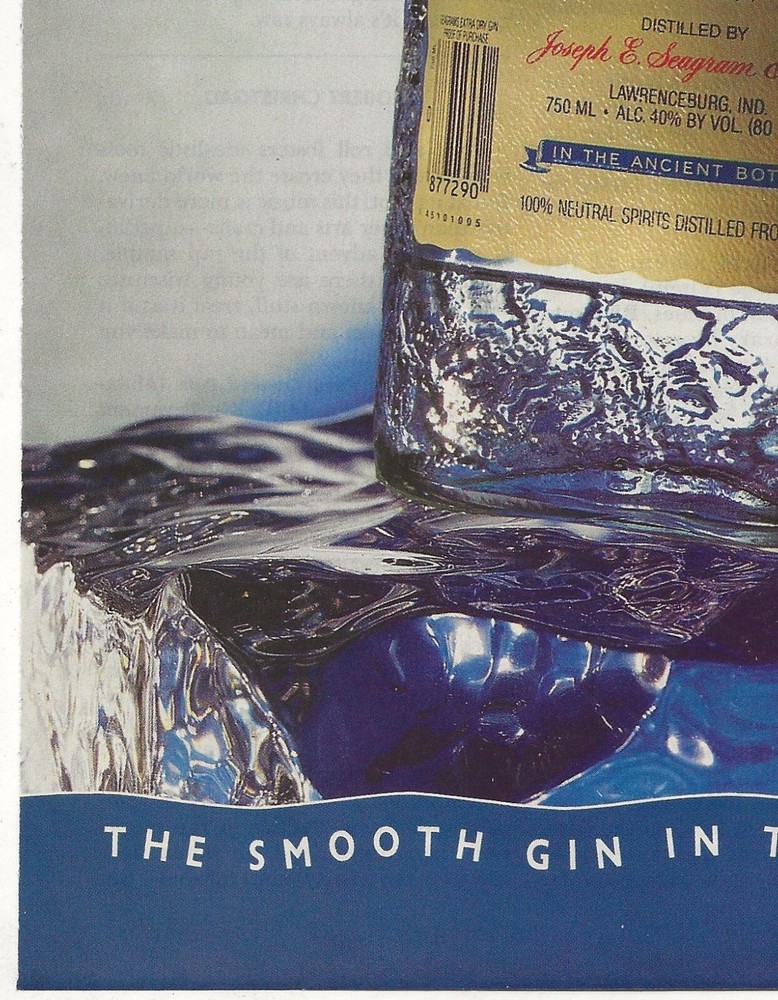 Vintage 2-Page Ad Seagram's Extra Dry Gin - Bumpy Outside Smooth Inside Jul 1994