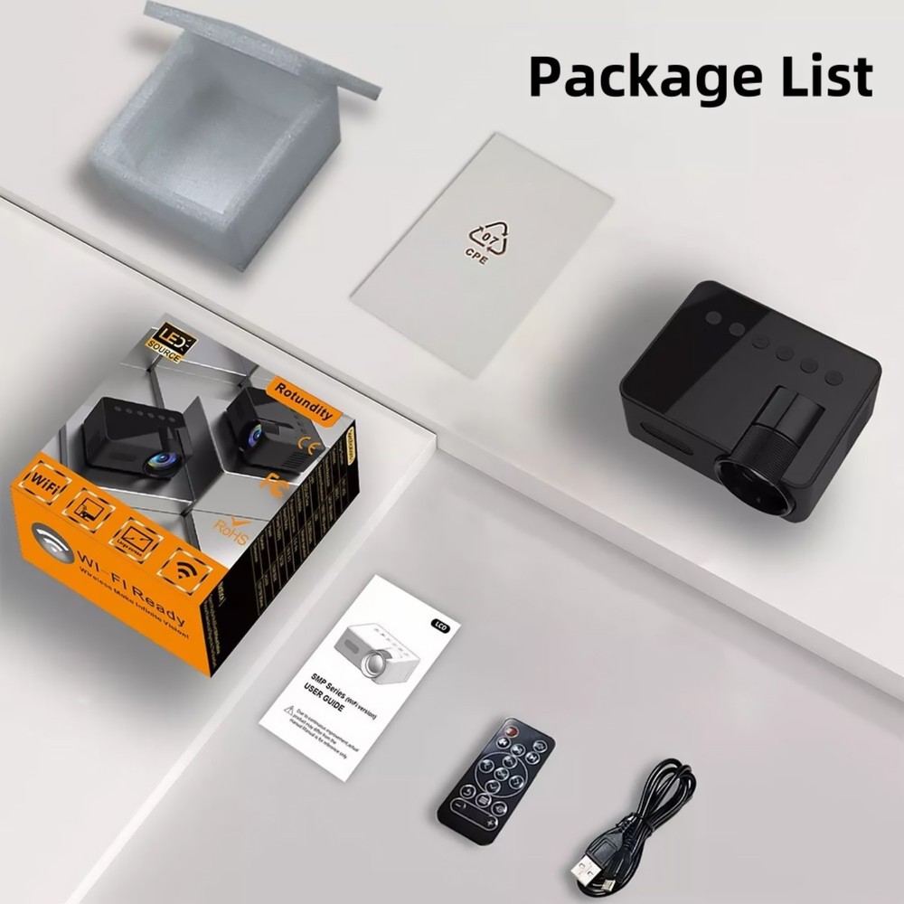 Mini Wireless Projector 1080P HD 16:9 Projection Multi-devices Compatibility