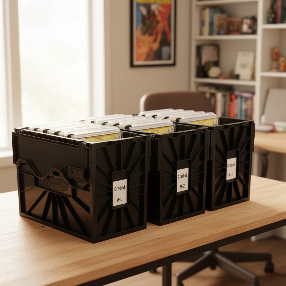 Elegant Stackable Comic Book Storage Bin - Black 2 Pack for Graded Comics Care