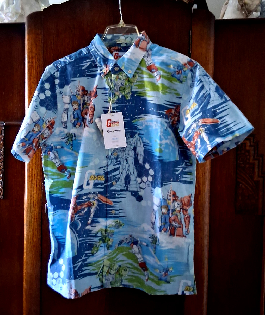 Reyn Spooner Mobile Suit Gundam Men's Sky Button Shirt NWT