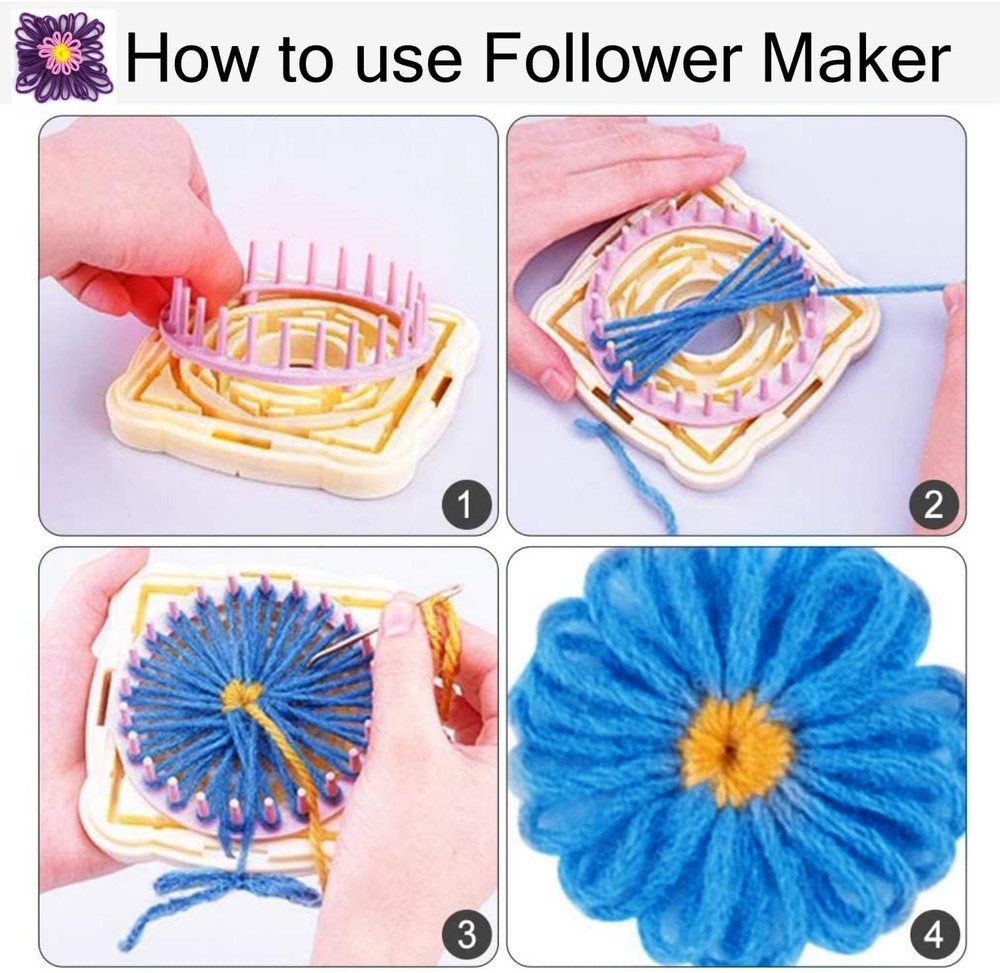 Ayasee Weaving Loom Kit, Flower Knitting Maker + Pom Maker, Multicolor