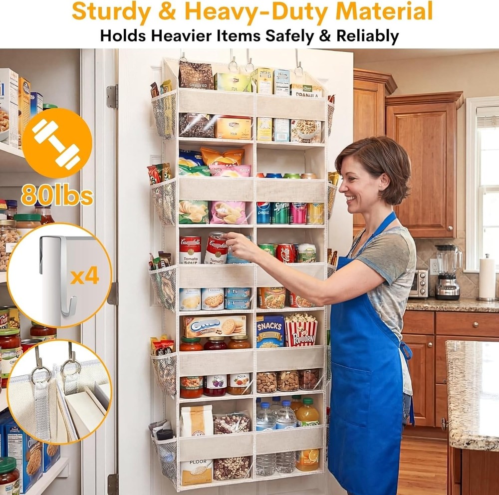 Space-Saving 5-Tier Door Organizer with 80 lbs Capacity - Versatile Storage