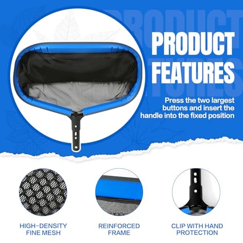 Pool Skimmer Net with Pole,Upgraded Extra Wide Upgraded Pool Net with Pole