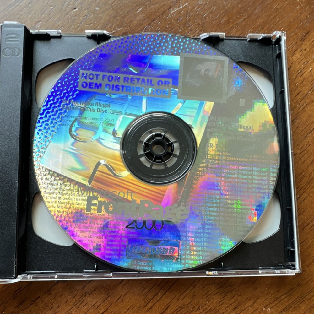Microsoft FrontPage 2000 Web Publishing CD Disk 1-2 Vintage Collectors Item