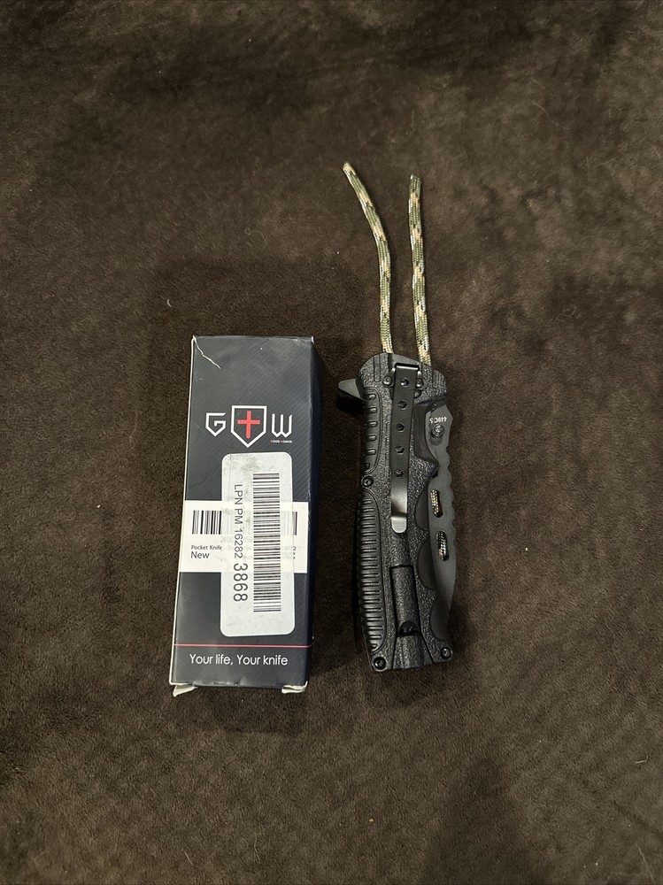 Grand Way Tactical Folding Knife Spring Assisted Knife with Firestarter Whistle