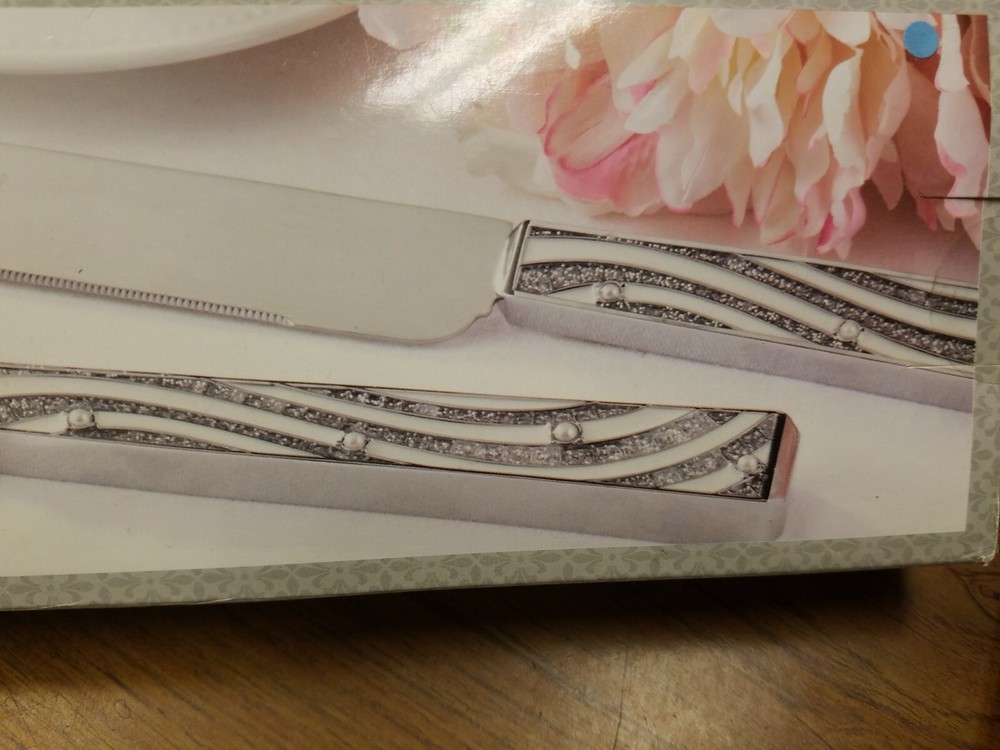 Cake serving set, wedding cake server, Glitter Wavy Lines cake serving set