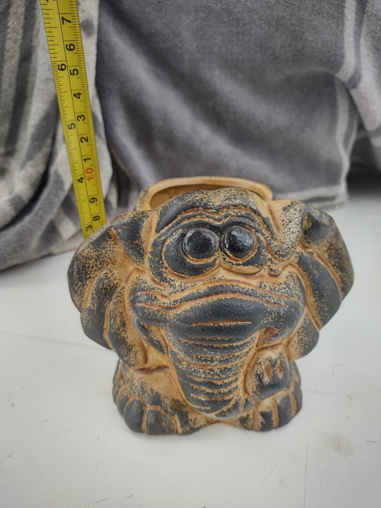 Vintage Big Eyed Ceramic Elephant Planter