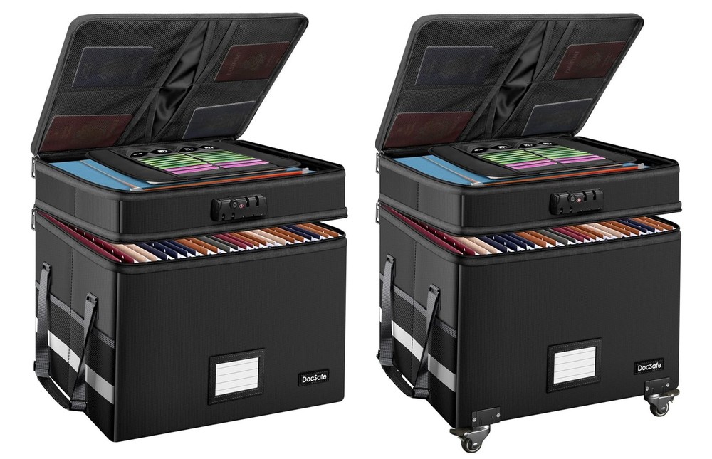 DocSafe File Box Set with Lock and Wheels