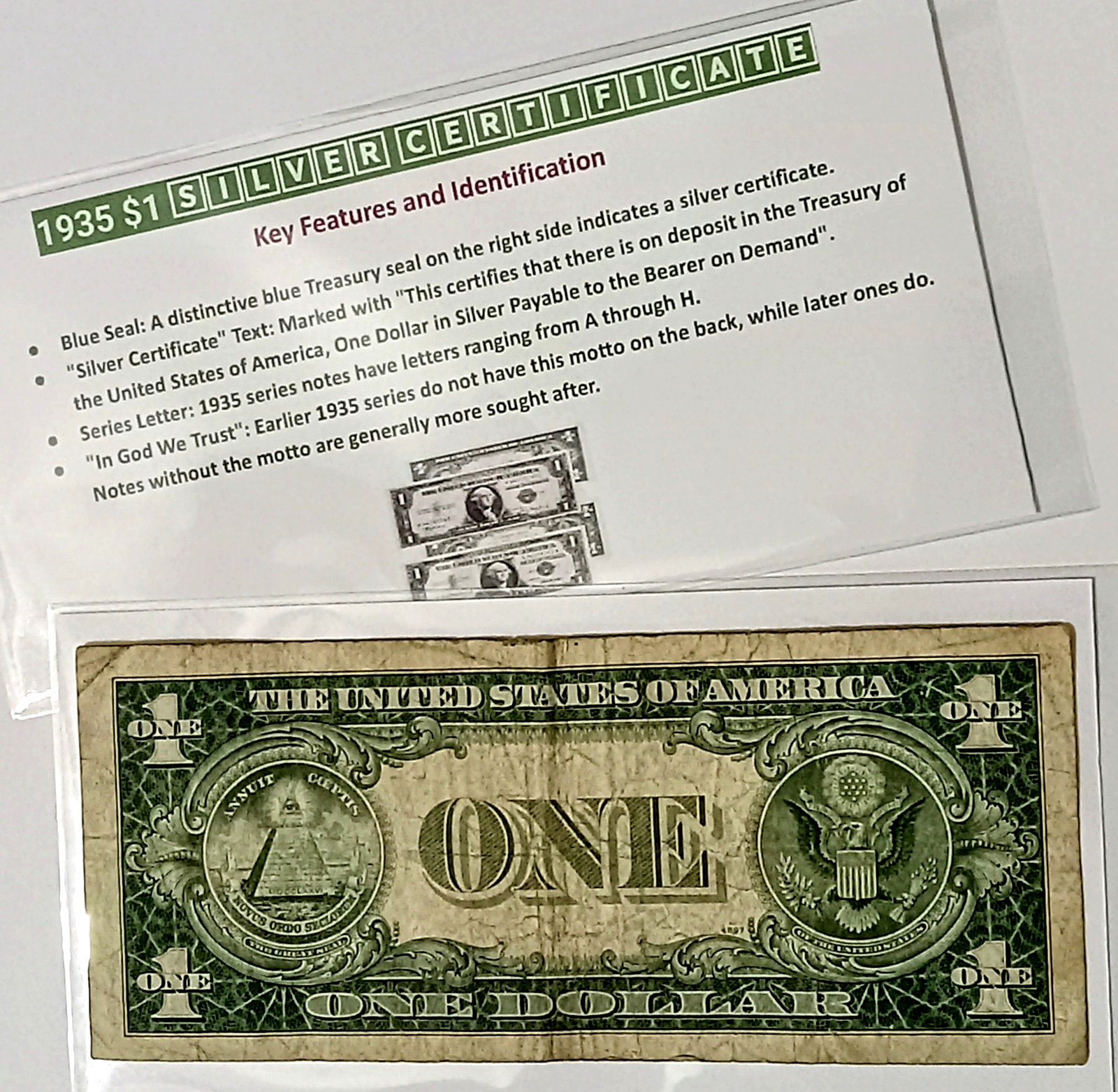 1935D $1 ONE DOLLAR Blue Seal SILVER CERTIFICATE, 91 Years Old