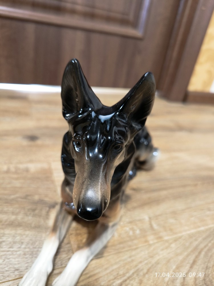 German Shepherd Large Porcelain Figurine Germany