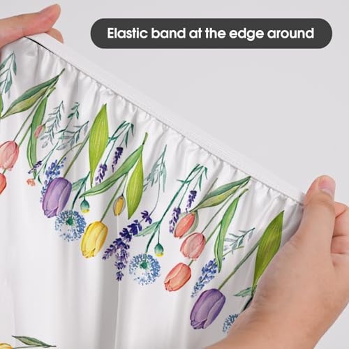Spring Fitted Tablecloth 72 x 30 Inch 72" x 30" (Rectangular) White