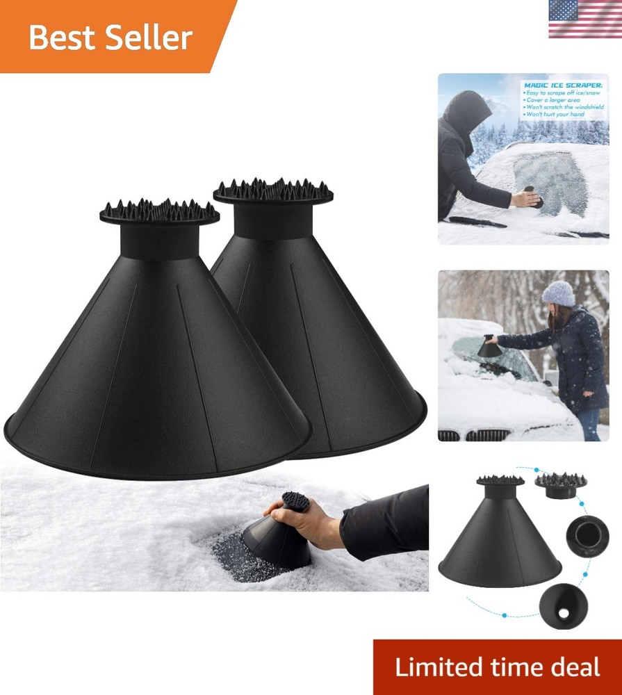 Handheld Cone Ice Scraper Duo - Effortless Winter Clearance for Car Windows