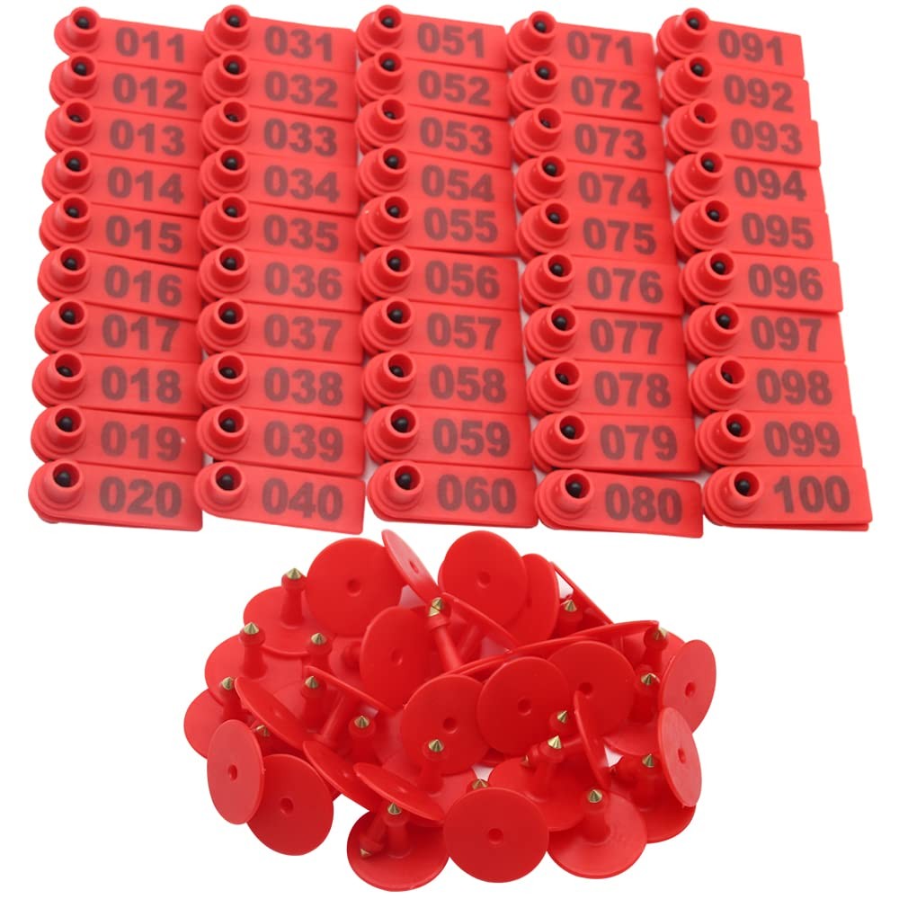 Sheep Goat Ear Tags 001-100 w/ Punch Applicator Tool