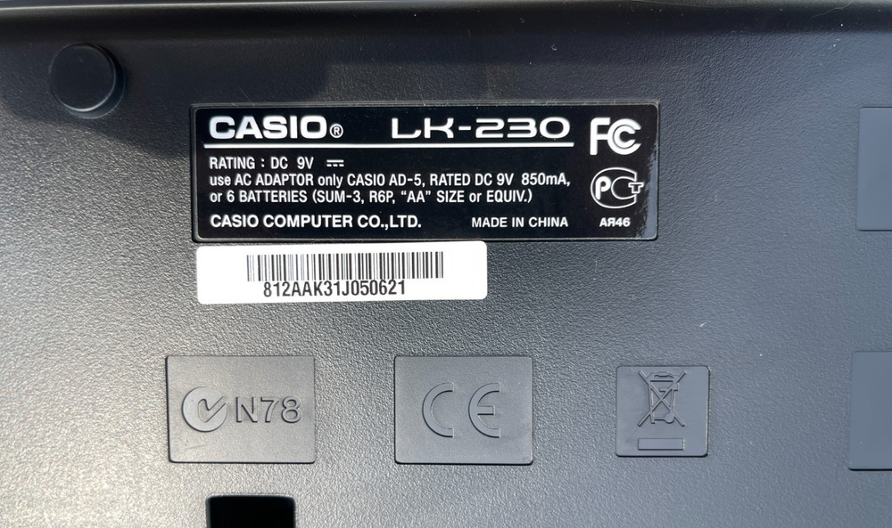 Casio LK-230 61-Key Lighted Keyboard Piano Digital USB Learning System - WORKS