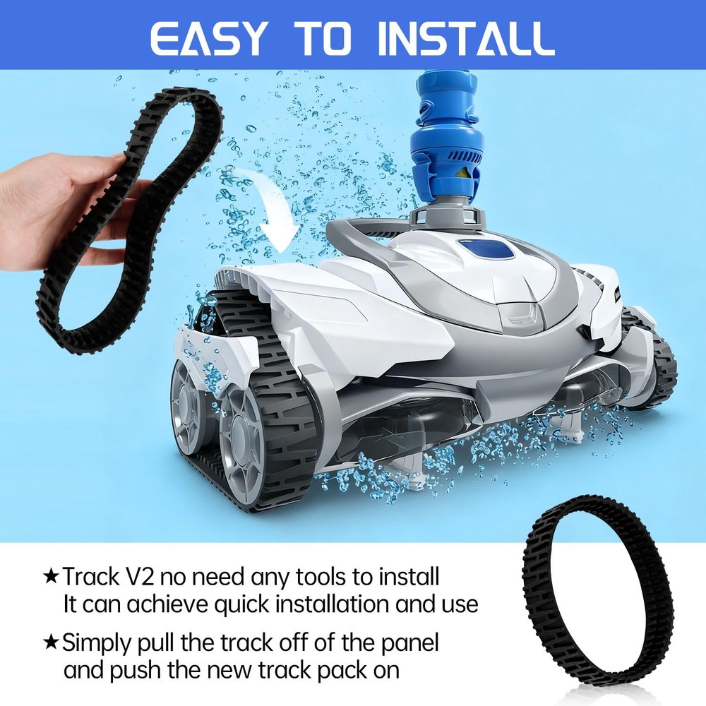 HIKIMA 2Pcs Track V2 Replacement for MAXX Suction Side Pool Cleaner Black