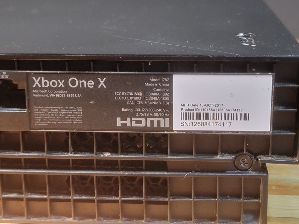 Microsoft Xbox One X 1TB Black Console, Bundle w Power Cord, 3 Games, Controller