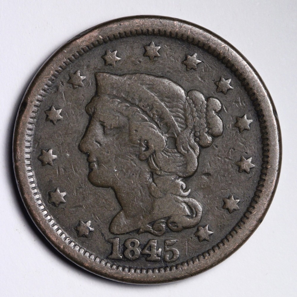 1845 Braided Hair Large Cent CHOICE FINE E302 WNC
