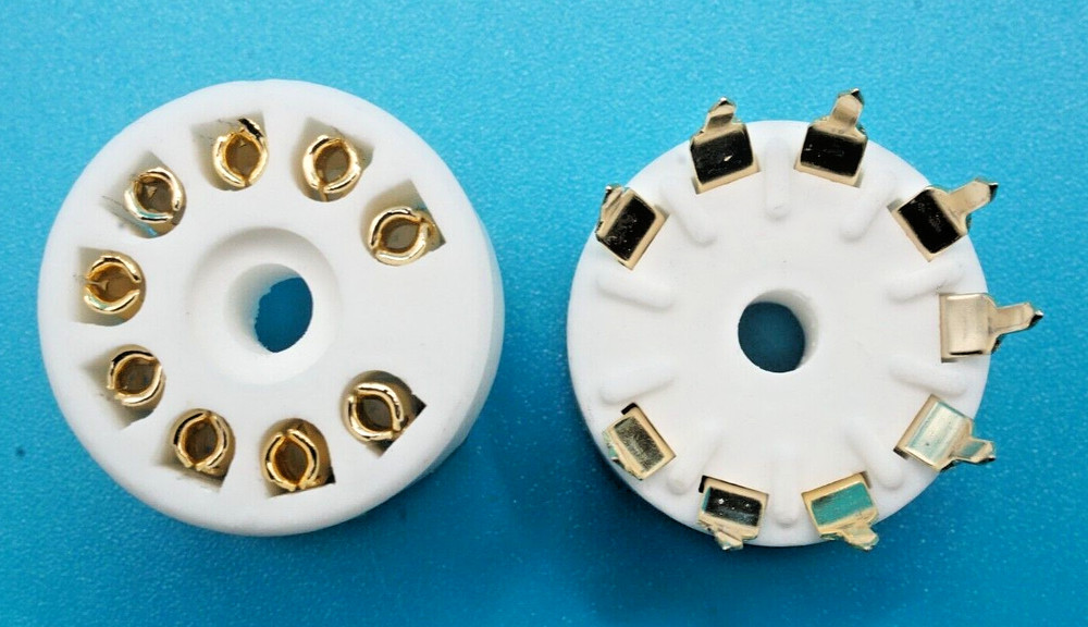TUBE SOCKET #15 - 9 Pin High Temp Plastic - PC  Mount - Gold