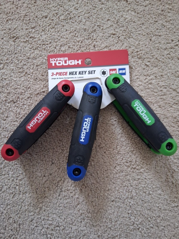 Hyper Tough 3 Piece Hex Key Set SAE MM--FREE SHIPPING!