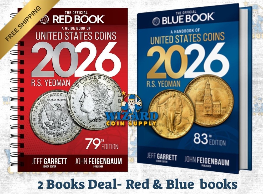 2026 Official Red Book Price Guide For US Coins in Spiral+ Blue Book Bundle NEW