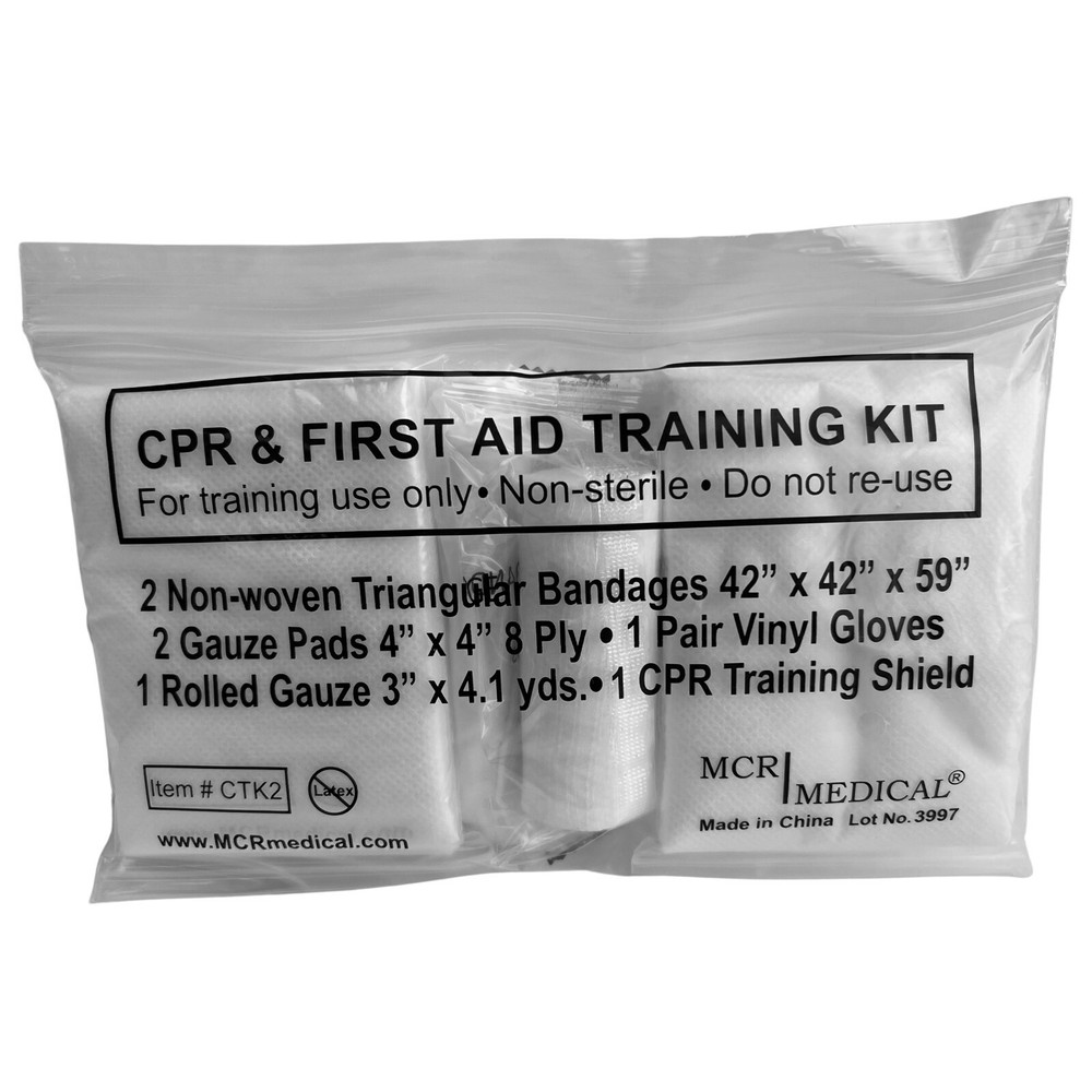 100-Pack CPR & First Aid Training Kits w/ 2 Non-Woven Triangular Bandages