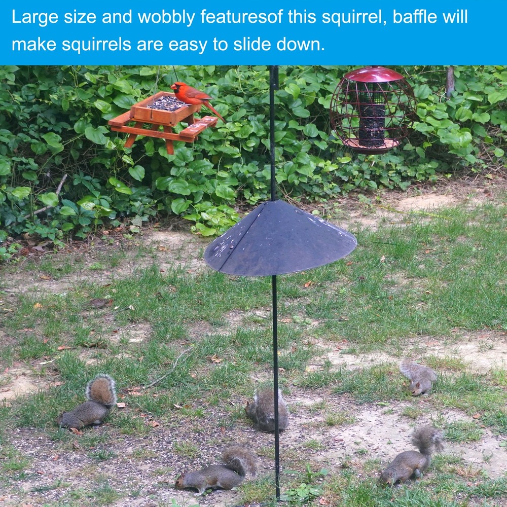 2 Pack Squirrel Baffle for Bird Feeders Pole 16 inch, Black