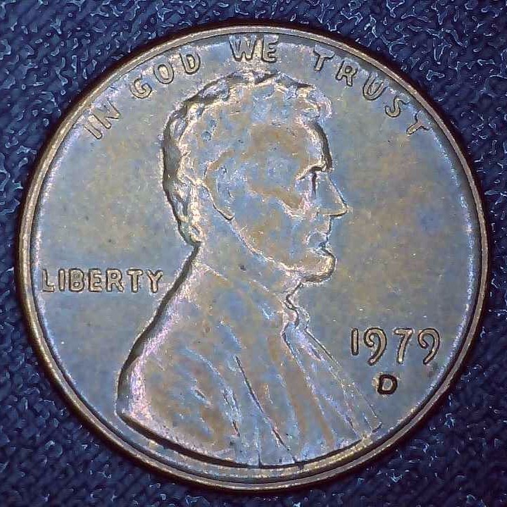 1979 D Lincoln Penny error repunched mintmark, misaligned die