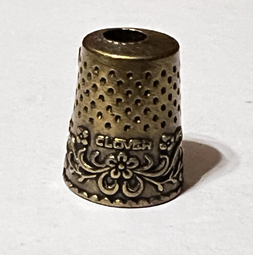 Vintage Clover Brass Thimble Pencil Sharpener with blade