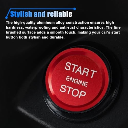 Car Engine Button Cover, Car One-Button Start Stop Push Button Decoration Red