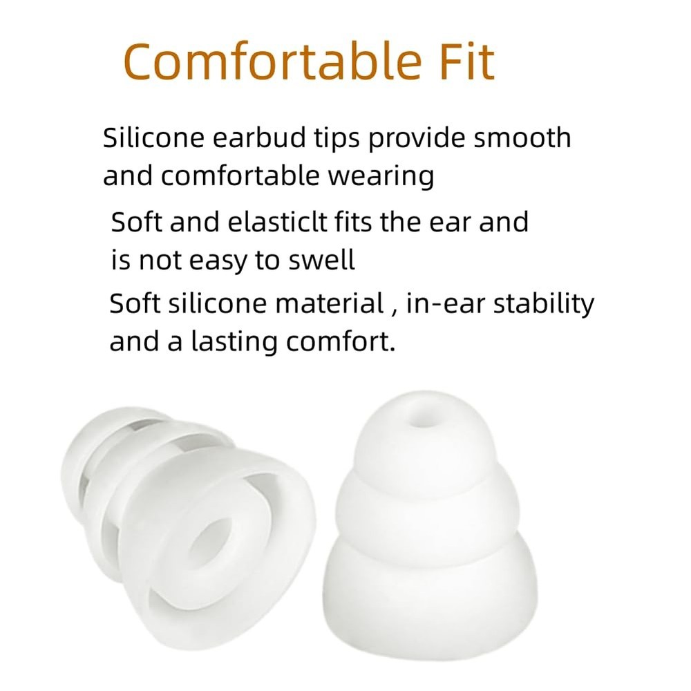 SNHTLS Earbud Tips Triple Flange Replacement large, White