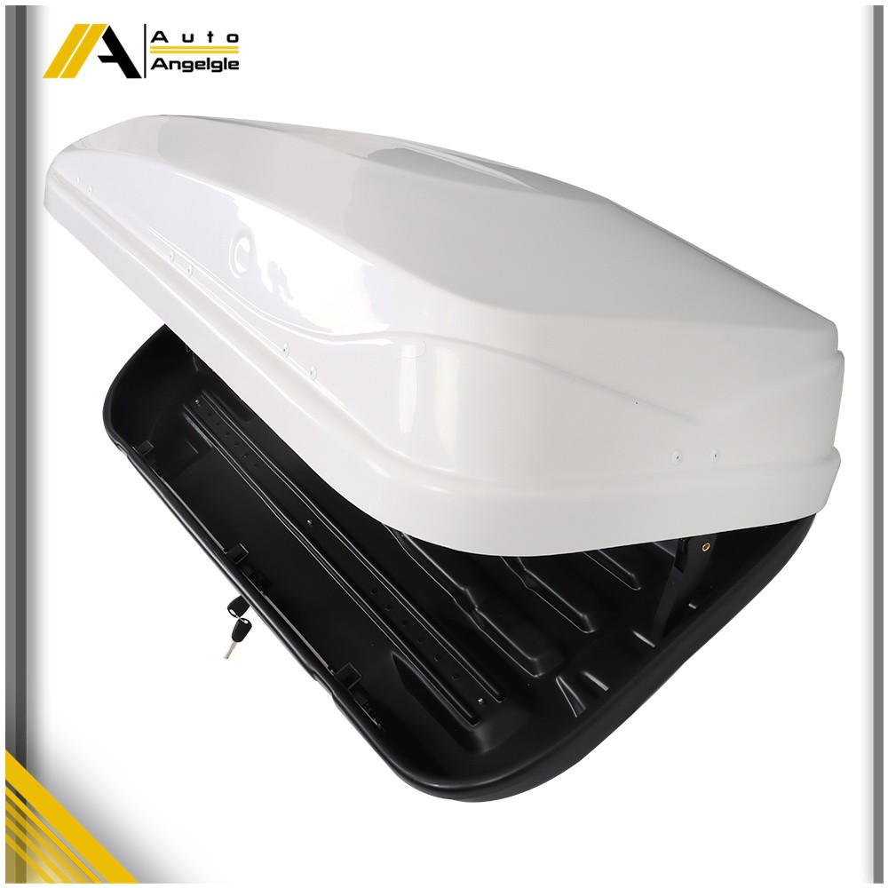 White 14 ft3 ABS Car Roof Top Box Cargo Luggage Carrier 2 Locks Toolless Install