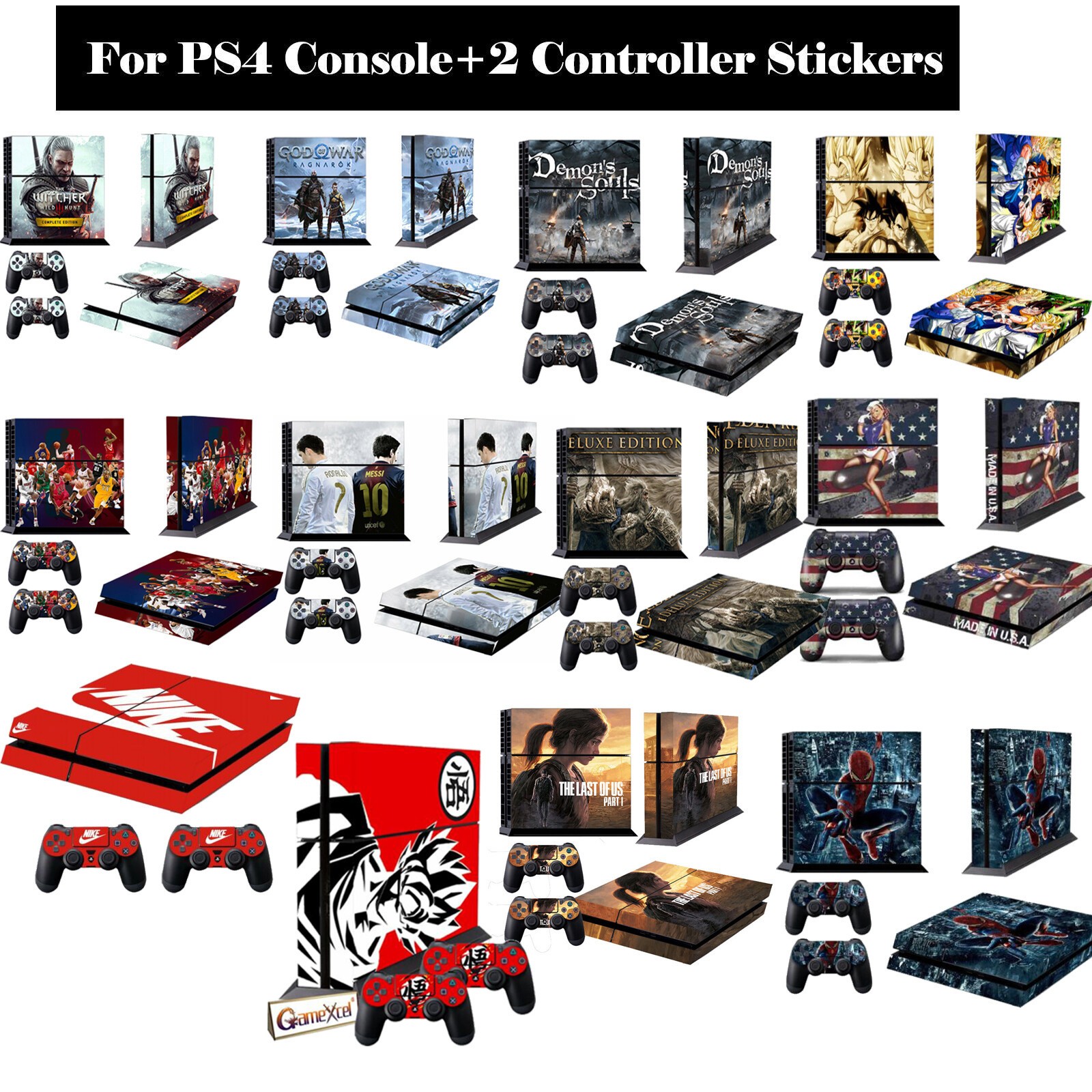 Vinyl Skin Sticker Wrap Decal for Sony Playstation 4 PS4 console & 2 Controllers